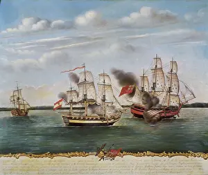 Craft Prints: Spain. Naval fight of Guayaquil between Spain and England (October 2)