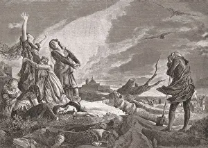 Spain. Peninsular War (1808-1814). Madrid 3rd May 1808. Burials at La Moncloa. Drawing by Vicente Palmaroli. Etching. SPAIN. Madrid. Municipal Museum