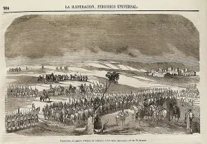 Liberal Prints: Spain. Revolution of 1854. General O'Donnell visitin his troops in Canillejas (28th June)