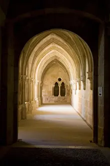SPAIN. Santa Maria de Huerta. Monastery of Santa Maria de Huerta. East side of the cloister (Claustro de los Caballeros). Cistercian art. Architecture