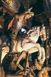 SPAIN. Santiago de Compostela. Cathedral of Santiago de Compostela. Detail of the High Altar. Saint Jamesson of Zebedee (18th c.). Baroque art. Sculpture