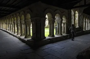 Cantabria Prints: SPAIN. Santillana de Mar. The cloister of the Collegiate church