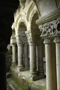 Cantabria Prints: SPAIN. Santillana de Mar. The cloister of the Collegiate church
