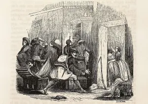Militarism Prints: Spain. Second Carlist War. Sacking of Canet by Forcadell's carlist troops