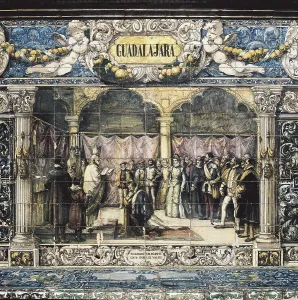 Seville Prints: SPAIN. Sevilla. Spain Square. Wedding of Philip II and Elisabeth of Valois in Guadalajara (1559)