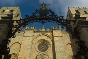 Castile La Mancha Prints: SPAIN. Sigenza. Cathedral. Romanesque front of the cathedral