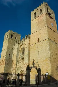 Castile La Mancha Prints: SPAIN. Sigenza. Cathedral. Romanesque front of the cathedral