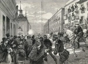 Childish Prints: Spain. Terrorist attack against Alfonso XII by the anarchist Juan Oliva Moncasi (October 25)