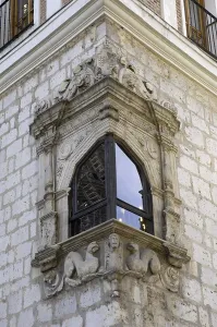 Plateresque Prints: SPAIN. Valladolid. Balcony in the Palace Pimentelbirthplace of Philip II and today head office of the County council