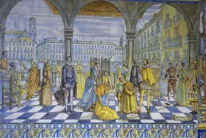Valladolid Prints: SPAIN. Valladolid. Mosaic in the Pimentel Palacebirthplace of Philip II and today head office of the County council