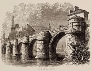 Infrastructures Prints: Spain. Zaragoza (19th c.). Puente de Santiago