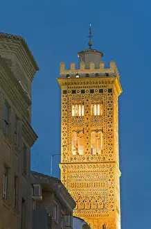 Mudejars Prints: SPAIN. Zaragoza. Bell tower of Santa Maria Magadelna's church