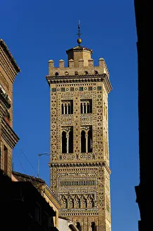 Mudejars Prints: SPAIN. Zaragoza. Bell tower of Santa Maria Magadelna's church