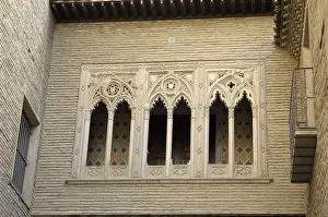 Aragon Prints: SPAIN. Zaragoza. Large window of the Dean's Arch (15th c)