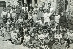 Spanish Civil War (1936-1939). School for evacuated childrensupported by the 42nd Divisin227th Brigade (Palma de Flix). SPAIN. Monistrol de Montserrat