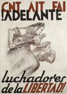 Anarchist Prints: Spanish Civil War (1936-1939). 'Adelante luchadores de la libertad!' (Go Ahead Freedom Fighters!)