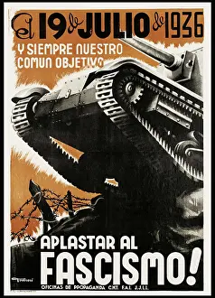 Civil Wars Prints: Spanish Civil War (1936-1939). 'El 19 de julio y siempre nuestro comn objetivo