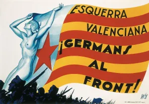 Civil Wars Prints: Spanish Civil War (1936-1939). 'Esquerra Valenciana Germans al front!' (Valencian Left Wing)