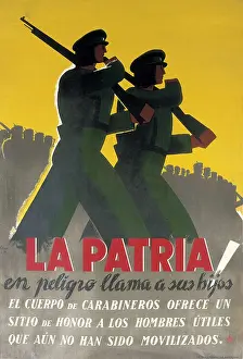 Civil Wars Prints: Spanish Civil War (1936-1939). 'La Patria en peligro llama a su hijo' (The Homeland in Danger Calls her Son)