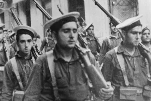 March Past Prints: Spanish Civil War (1936-1939). Parade of the Marine Infantry of the Republican Army