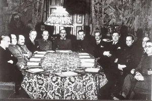 Francisco 1892 1975 Prints: Spanish Civil War (1936-1939). Photo montage with the members of the first National Government constituted in Burgos