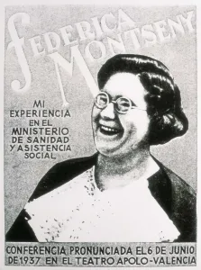 Anarchist Prints: Spanish Civil War (1936-1939). Poster on a conference by Federica Montseny in Valencia (6th June 1936)