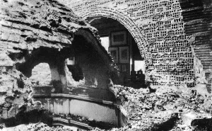 Collapse Prints: Spanish Civil War (1936-1939). Real Academia de San Fernando after the bombardments over Madrid