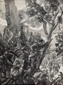 Expeditions Prints: Spanish Civil War (1936-1939). Reconquest of Tardienta (Huesca) by nationalist troops (March 1938)