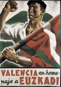 Euzkadi Prints: Spanish Civil War (1936-1939). 'Valencia en homenaje a Euzkadi' (Valencia in homage to Euzkadi)