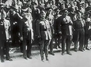 Militarism Prints: Spanish Civil War. Franco together with the members of the Junta Tcnica del Estado in Burgos