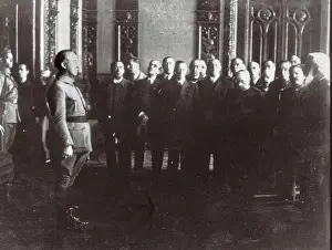 Francisco 1892 1975 Prints: Spanish Civil War. General Cabanellas transferring the power to general Franco in Burgos on 11th October 1936