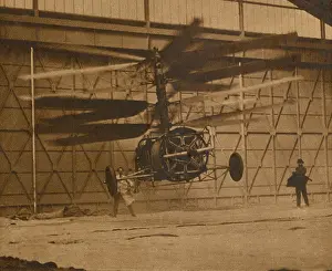 Flyers Prints: Spanish engineer Raul Pescara piloting his co-axial rotor helicopter in 1922