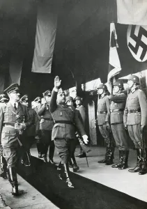 Falangists Prints: Spanish Fascist dictator Francisco Franco and Adolf Hitler Salute at Hendaye
