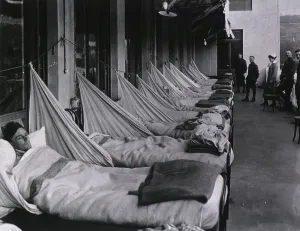 Illnesses Prints: Spanish Flu Epidemic 1918-19. An pneumonia porch at the U