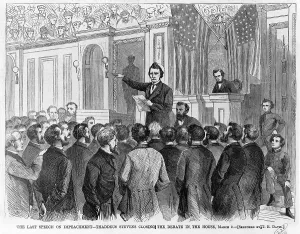 Images Dated 8th June 2012: The Last speech on impeachment of President Andrew Johnson
