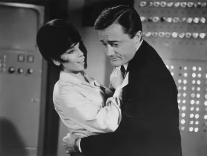 Vaughn Prints: ONE OF OUR SPIES IS MISSING, from left: Yvonne Craig, Robert Vaughn, 1966