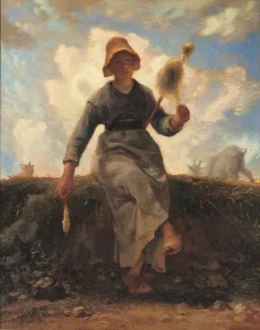 Two Animals Prints: The Spinning Girl, by Jean-Franois Millet