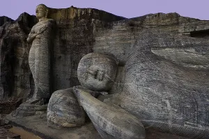 Ceylon Prints: SRI LANKA. Polonnaruwa. Gal Vihara or Rock Temple (12th c)
