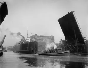Ship Prints: S.S. Pere Marquette 18 passing State Street bridge, Chicago, Illinois, c