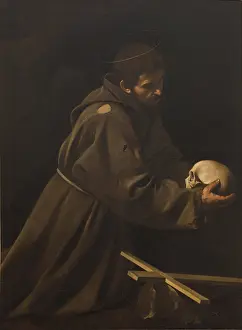 Caravaggio Prints: St Francis in Meditation, by Michelangelo Merisi known as Caravaggio
