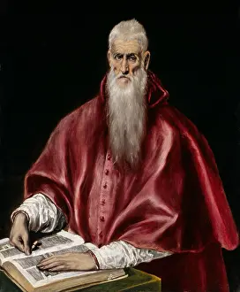 Jerome Prints: ST. JEROME AS SCHOLAR, by El Greco, 1610, Spanish Renaissance painting, oil on canvas