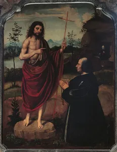 Illustration And Painting Prints: St John the Baprtist and a Donor