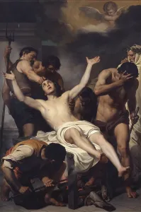 Martyr Prints: St. Lawrence Martyrdom, by Francesco Coghetti