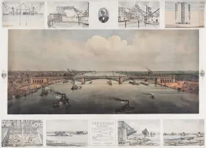 Bridges Prints: The St. Louis Bridge now named Eads Bridge over the Mississippi River