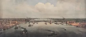 Harbors Prints: The St. Louis Bridge now named Eads Bridge over the Mississippi River was built by engineer James Buchanan Eads