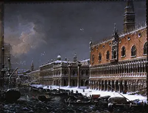 Sailing Ship Prints: St Marks's Pier under the Snow