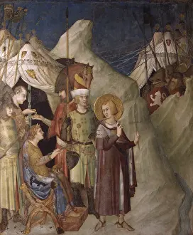 St. Martin of Tours Gives up Army, by Simone Martini, 1315 - 1316, 14th Century, fresco, 265 x 250 cm - Italy, Umbria, Assisi, Lower Basilica of Saint Francis from Assisi