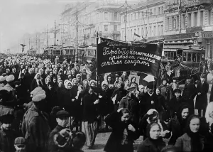Protests Prints: St. Petersburg Women parade during the Russian Revolution, 1917. (BSLOC_2013_4_220)