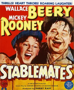 Wallace Prints: STABLEMATES, from left: Mickey Rooney, Wallace Beery on window card, 1938