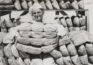 Bread Prints: Stacks of newly-baked loaves ready for British troops in the Western Desert